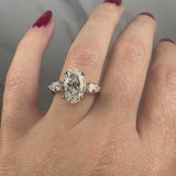 "Dazzy" Three Stone 4 Carat Oval and Pear Trilogy Diamond Engagement Ring