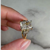 "Lunar" Radiant Cut 3 carat Diamond Shoulder 18kt Yellow Gold Engagement Ring