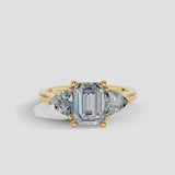 "Brenzy" Emerald Cut 2.5 Carat Three Stone Trilogy Engagement Ring 3SEC08