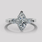 "Sophia" 1 carat Three Stone Marquise Cut with Pear Cut Diamond Trilogy Engagement Ring 3SMC01