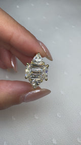 "Brenzy" Emerald Cut 2.5 Carat Three Stone Trilogy Engagement Ring 3SEC08