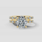 "Goldie" 1.60 Carat Bridal Set Oval Cut Diamond Shoulders Eternity Engagement Ring