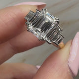 "Charlie" Emerald Cut 2 Carat Diamond Shoulder Yellow Gold Engagement Ring DSEC07