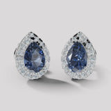 Pear Shape Sapphire and Diamond Halo Stud Earrings - EHAPS