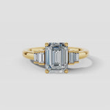 "Lunar" Radiant Cut 3 carat Diamond Shoulder 18kt Yellow Gold Engagement Ring