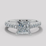 "Isabel" 1 Carat Princess Cut Diamond Hidden Under Halo Diamond Shoulder Engagement Ring UHPC01