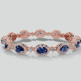 Oval Shape 12 Carat Sapphire Center Featuring Diamond Halo Bracelet BRHAOCS