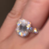 "Abigail" Octagon Halo Emerald Cut Diamond Shoulder Engagement Ring HAEC05