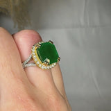 "Orlien" Green 7.2 Carat Cushion Cut Natural Diamond Shoulder Engagement Ring HR1615