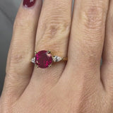 "Reta" 3 Carat Three Stone Round Cut Ruby Lab Grown Trilogy Engagement Ring 3SRB01