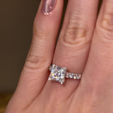 "Isabel" Princess Cut Diamond Hidden Under Halo Diamond Shoulder Engagement Ring UHPC01