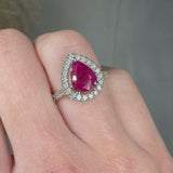 "Avelora" 2.04 Carat Pear Cut Natural Diamond Shoulder Engagement Ring HR1499