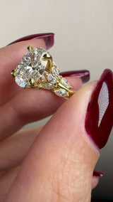 "Clandestine" Oval Cut Diamond Shoulder 2.5 Carat 18KT Yellow Gold Engagement Ring DSOC06