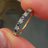 "Nuvella" Blue Sapphire 0.20 Carat Natural Diamond Half Eternity Ring HR82