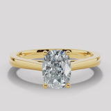 "Taylor" Solitaire 4 Carat Radiant Elongated Cushion Cut Yellow Gold Engagement Ring