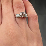 "Zarellea" 1.04 Carat Pink Round Cut Trilogy Diamond Engagement Ring HLR630