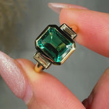 "Orvyn" Green 2.5 Carat Emerald Cut Trilogy Lab Grown Diamond Engagement Ring HLR518