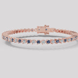 Round Brilliant Diamond and Sapphire 3 Claw Bracelet BRT2DS