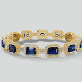 Emerald Shape 11 Carat Sapphire Center Featuring Diamond Halo Bracelet BRHAEMS