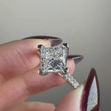 "Evan" Princess Cut 2 Carat Diamond Shoulder Engagement Ring