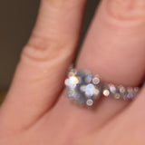 "Lara" Round Brilliant Cut Diamond Hidden Under Halo Scallop Set Diamond Band Engagement Ring UHRB05