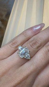 "Brenzy" Emerald Cut 2.5 Carat Three Stone Trilogy Engagement Ring 3SEC08