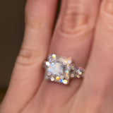 "Ezra" Square Halo Princess Cut Diamond Split Diamond Shoulder Engagement Ring HAPC01