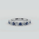 "Loon" Round Cut 0.40 Carat Diamond Sapphire Platinum Eternity Ring