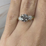 "Hudson" Round Cut 2 Carat Trilogy Diamond Shoulder Engagement Ring 3SRB07