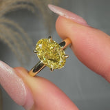 "Zyraxis" Yellow 2.1 Carat Solitaire Oval Cut Lab Grown Diamond Engagement Ring HLR422