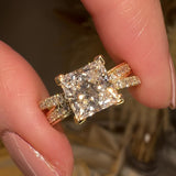 "Tori" 2 Carat Princess Cut Square Diamond Crossover Diamond Shoulder Engagement Ring