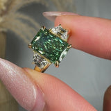 "Xavionra" Green 2.01 Carat Radiant Cut Trilogy Lab Grown Diamond Engagement Ring HLR425