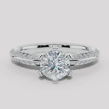 "Grace" 1 carat Round Brilliant Cut Diamond Double Row Diamond Pave Engagement Ring DSRB40