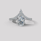"Aster" Pear Cut 2.5 Carat Diamond Shoulder Platinum Engagement Ring