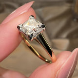 "Brooke" 2.50 Carat Solitaire Princess Cut Diamond Platinum Prongs Yellow Gold Band Engagement Ring