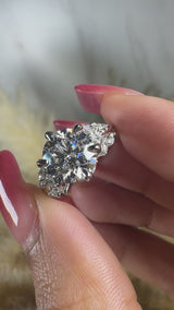 "Rosa" Round Cut and Marquise Diamond Shoulder Engagement Ring