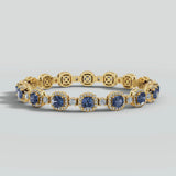 Cushion Shape 12 Carat Sapphire Featuring Diamond Halo Bracelet BRHACCS