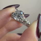 "Grettel" Round Cut 3 Carat Twisted Spiral Diamond Shoulder Engagement Ring DSRB20