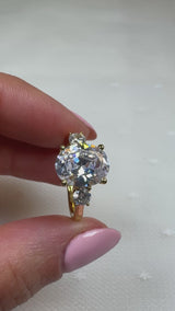 "Rome" Oval Cut 2 carat Trilogy 18kt Yellow Gold Engagement Ring 3SOC03