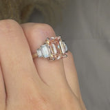 "Orvexia" Pink 5.08 Carat Emerald Cut Trilogy Lab Grown Diamond Engagement Ring HLR446