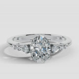 "Arianna" 2 Carat Oval Cut Diamond Shoulders Engagement Ring