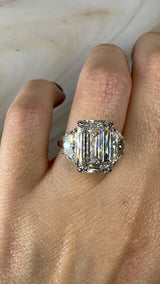 "Precious" Emerald Cut 3 Carat Trilogy Platinum Engagement Ring