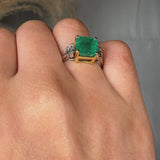 "Zorain" Green 2.69 Carat Cushion Cut Trilogy Natural Diamond Engagement Ring HM2041