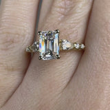 "Elaska" Emerald Cut 3 Carat Yellow Gold Diamond Shoulder Engagement Ring