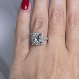 "Maddison" Princess Cut 2 Carat Halo Diamond Shoulder Engagement Ring