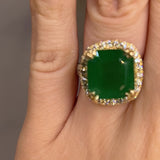 "Esme" Octagon 7.35 Carat Emerald Gem Halo Diamond Shoulder Ring