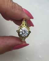 "July" Round Cut 1 Carat Solitaire 18k Yellow Gold Engagement Ring SSRB44