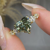 "Zirevon" Green 2 Carat Heart Cut Lab Grown Diamond Shoulder Engagement Ring HLM515
