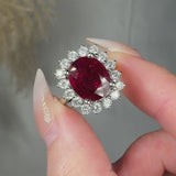 "Orien" Ruby 3.45 Carat Oval Cut Natural Diamond Engagement Ring HR1396