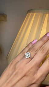 "Lina" Oval Cut 1 carat halo Platinum Engagement Ring HAOC01